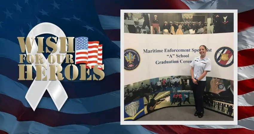 Wish Granted for Coast Guard’s Vehicle Repair | Wish For Our Heroes American flag, Ashley's photo